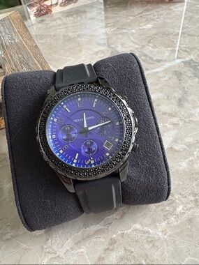 Michael Kors Black Watch with Purple-Blue Dial